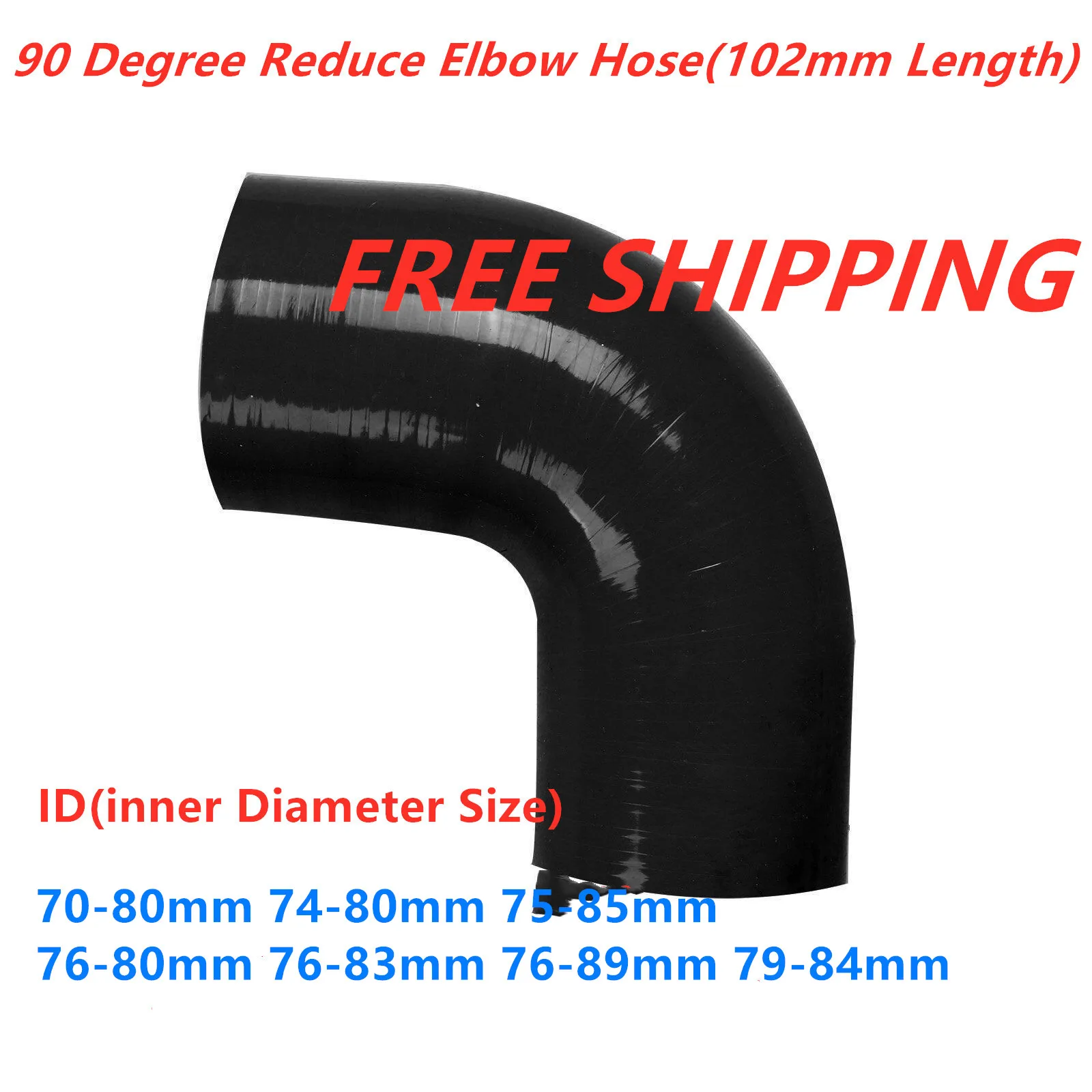 

3/4-ply For 90 Degree Reduce Elbow General Silicone Coolant Intercooler Pipe ID 70mm 74mm 75 76 79mm 80 83 84 85 89mm Tube Hose