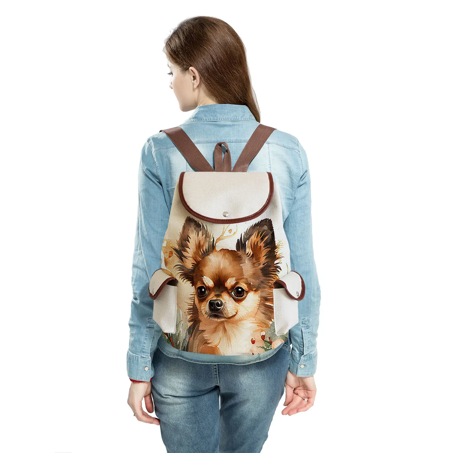 Chihuahua Printed Backpack For Women Daily Casual Child Girls School Backpack Unisex High Capacity Cute Dog Graphic Backpack