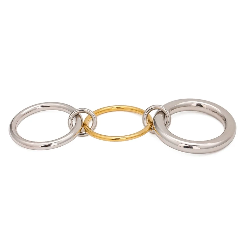 Fashionable Three Circle Ring for Unique Two-tone Finger Ring