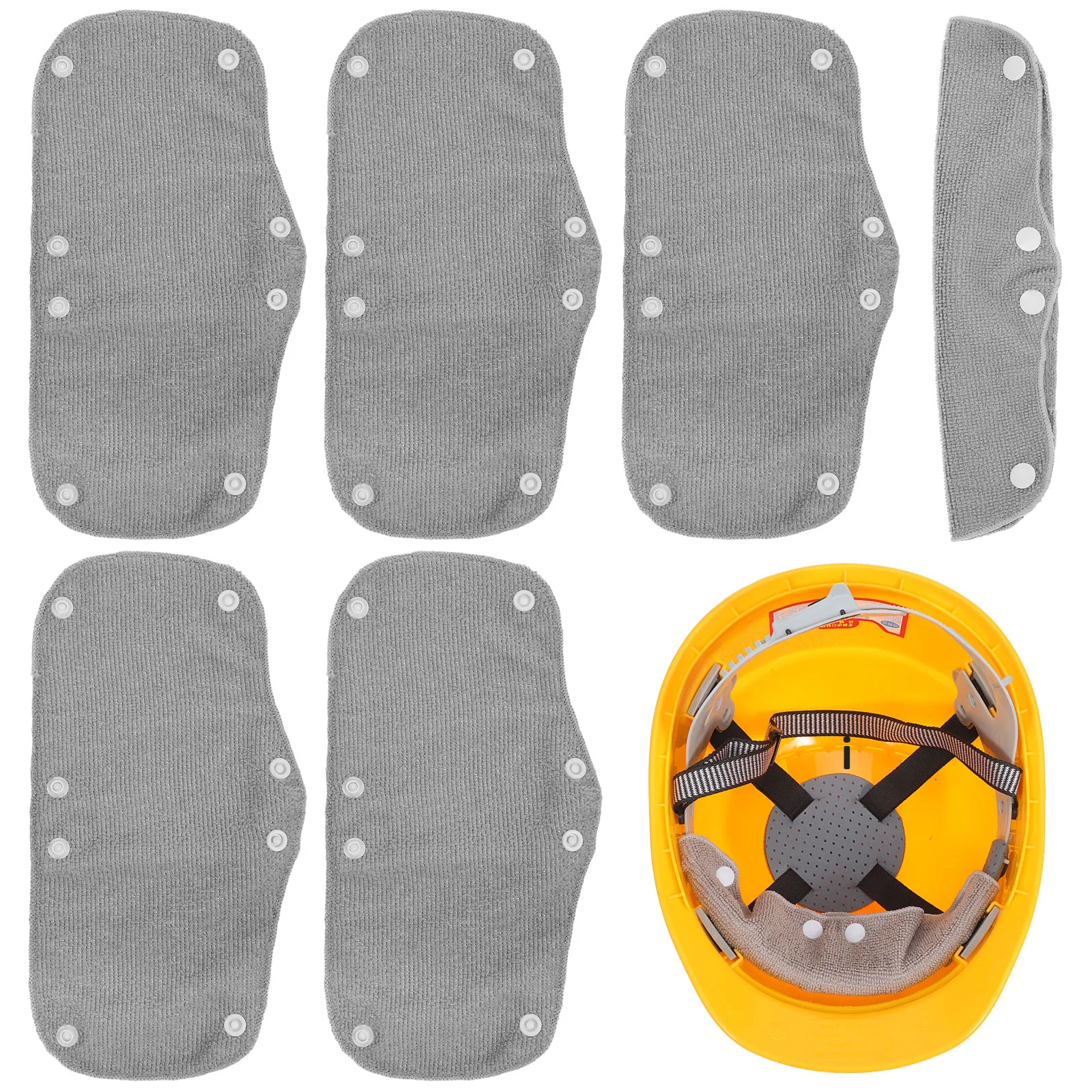 5 Pcs Hard Hat Sweatband Reusable Safety Lining Washable Detachable Grey Snap