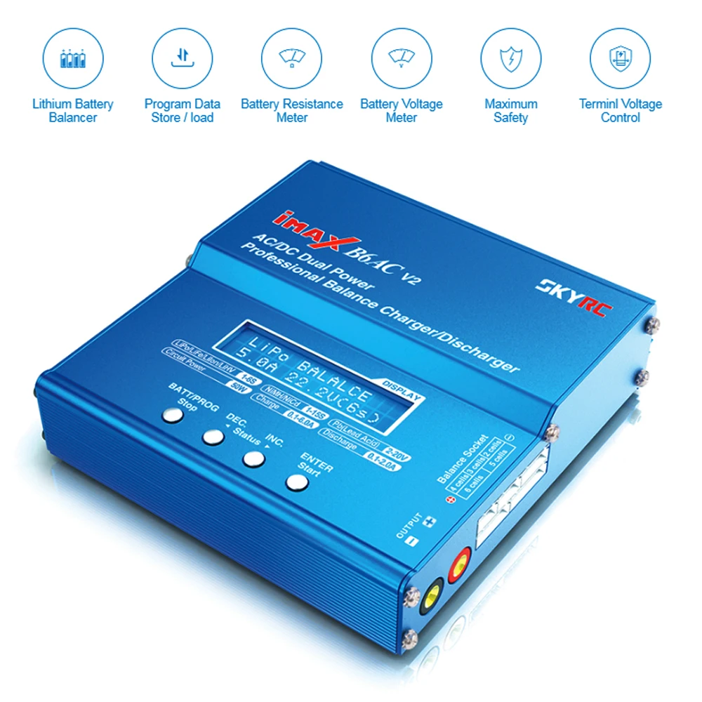 Original skyrc imax b6ac v2 6a lipo bateria balance carregador display lcd descarregador para rc modelo de carregamento da bateria re-modo de pico