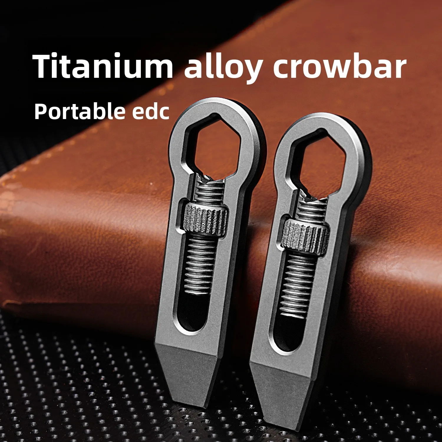 Mini Titanium Prybar Multi Functional Wrench Keychain Necklace Pendant Tool EDC Pocket Crowbar Bottle Opener Screwdriver