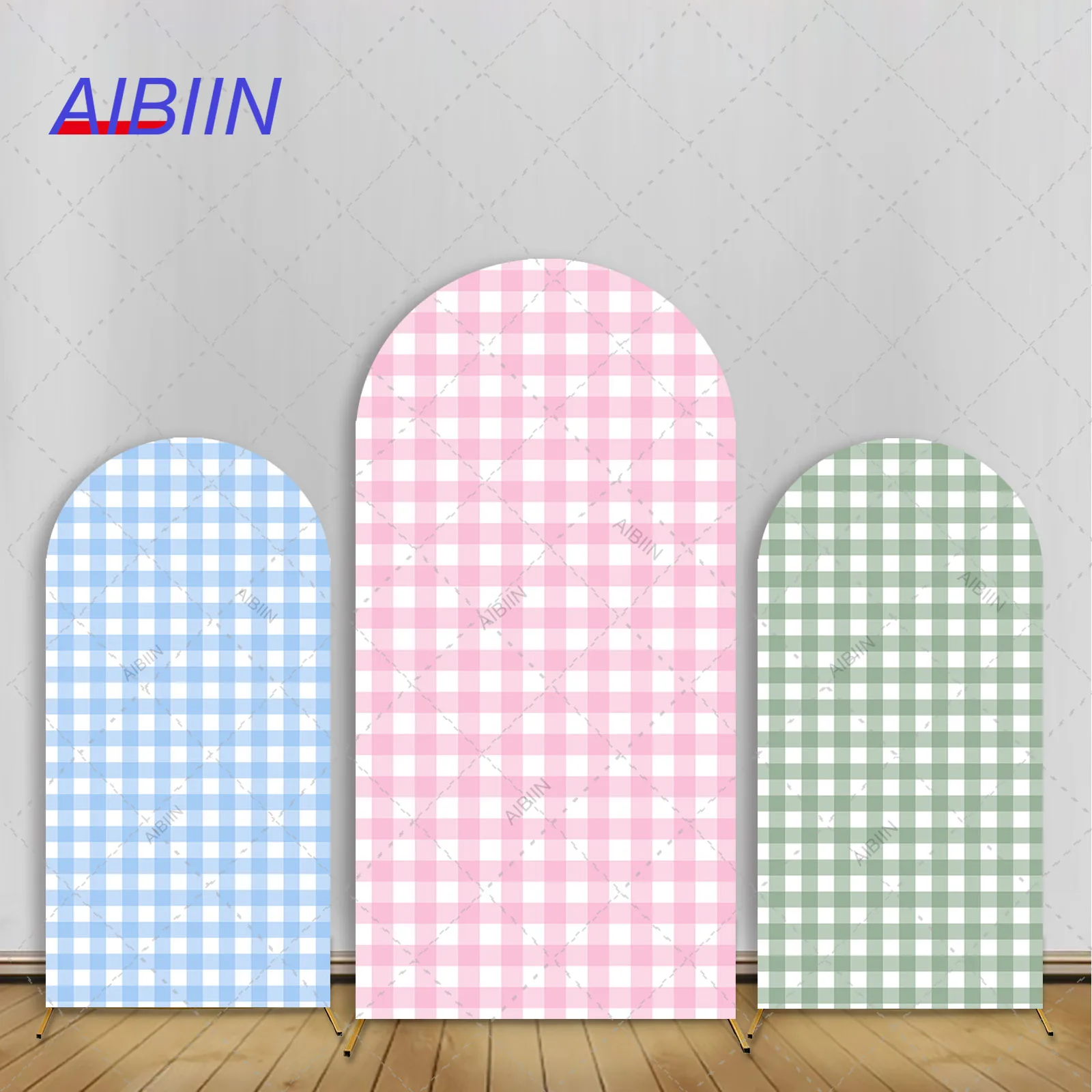 Verschiedene Farben Gitter Bogen Hintergrund Abdeckung Baby Blau Rosa Geschlecht offenbaren Baby Shower Party Dekor Grün Geburtstag Foto Hintergrund