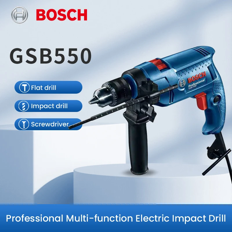 BoschGsb550 Brushless Impact Electronal Drill Professional Multi-Function 550W Wired Hand Hammer Power Tool Electric Screwdriver