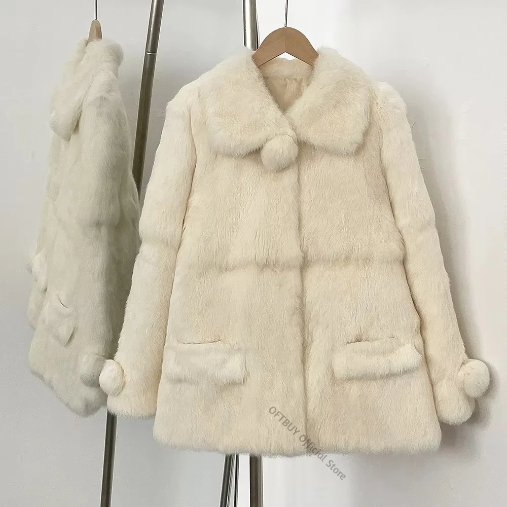 Reality Fur Coat Real Fur Jacket Women New Winter Natural Rabbit Fur Jacket Fashion Warm Fur Coat Globular Female Clothing Lady