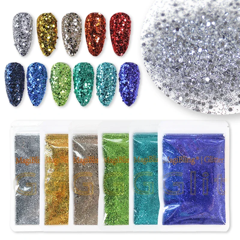 MagiBling 50g Glitter Powder Sparkly Mermaid AB Mixed Sequins Nail Art DIY Handicraft Decorations Ornament Toys Accessories