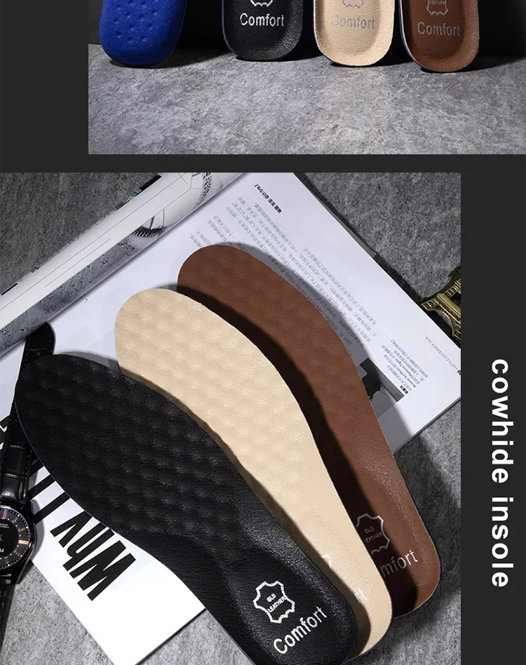 Atmungsaktive Leder-Einlegesohlen mit Fußgewölbestütze, orthopädische Einlegesohlen, stoßdämpfende Sohlen, Herren-Sneaker, Leder-Schuh-Einlegesohlen, 2 Stück/4 Stück. – Detail 11