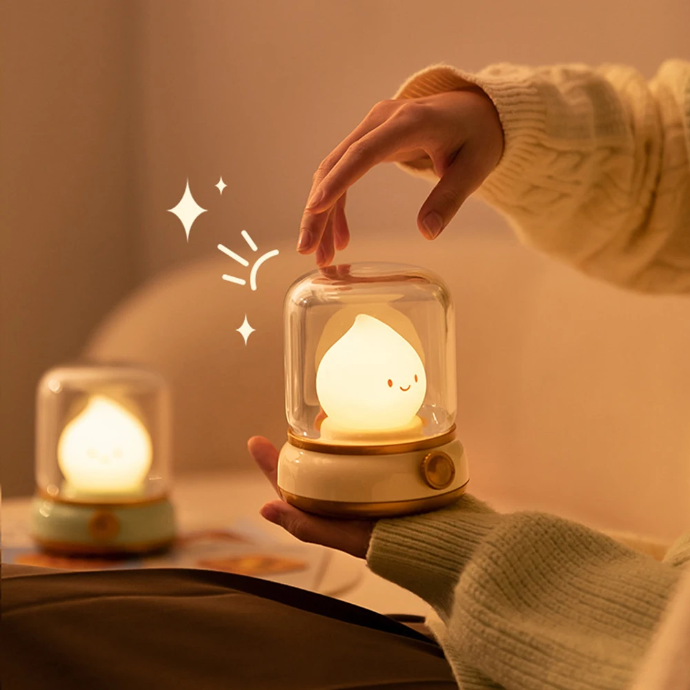 Candle Night Light USB Rechargeable 1800K 3000K Warm Light Kawaii Breastfeeding Lamp Sleep Soothing for Boys Girls Kids Bedroom