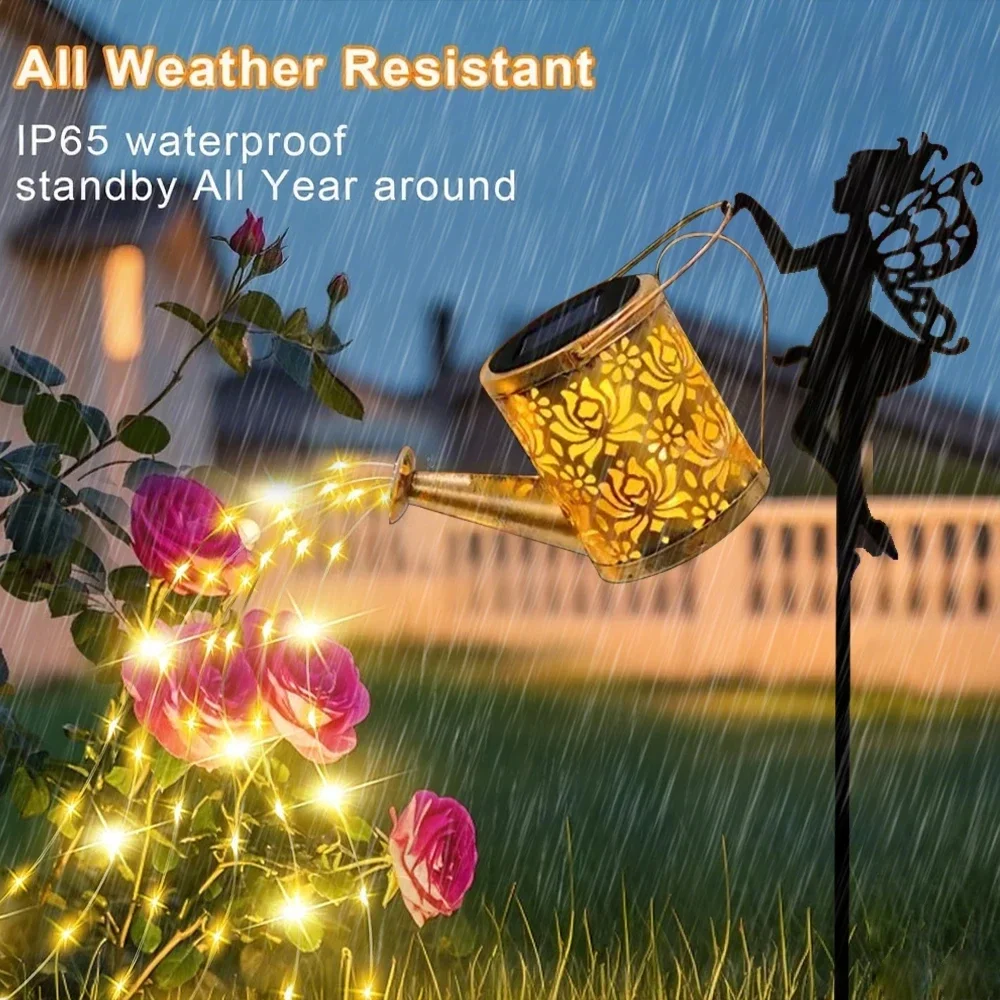 الشمسية الجنية مسقاة أضواء مقاوم للماء مصابيح حديقة في الهواء الطلق معلقة LED غلاية تعمل بالطاقة الشمسية مصباح للفناء فيلا مسار الحديقة ديكور