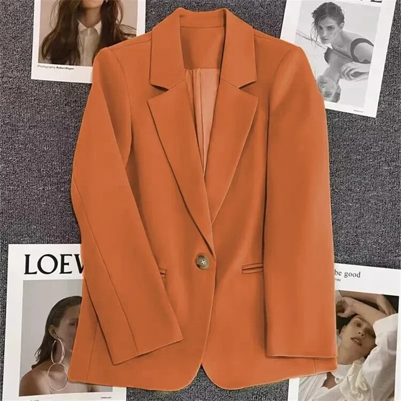 

Korean Fashion Office Blazer Solid Long Sleeved Suit Tops Female Jacket Outerwear New 2025 Spring Autumn Blazer Women Coat