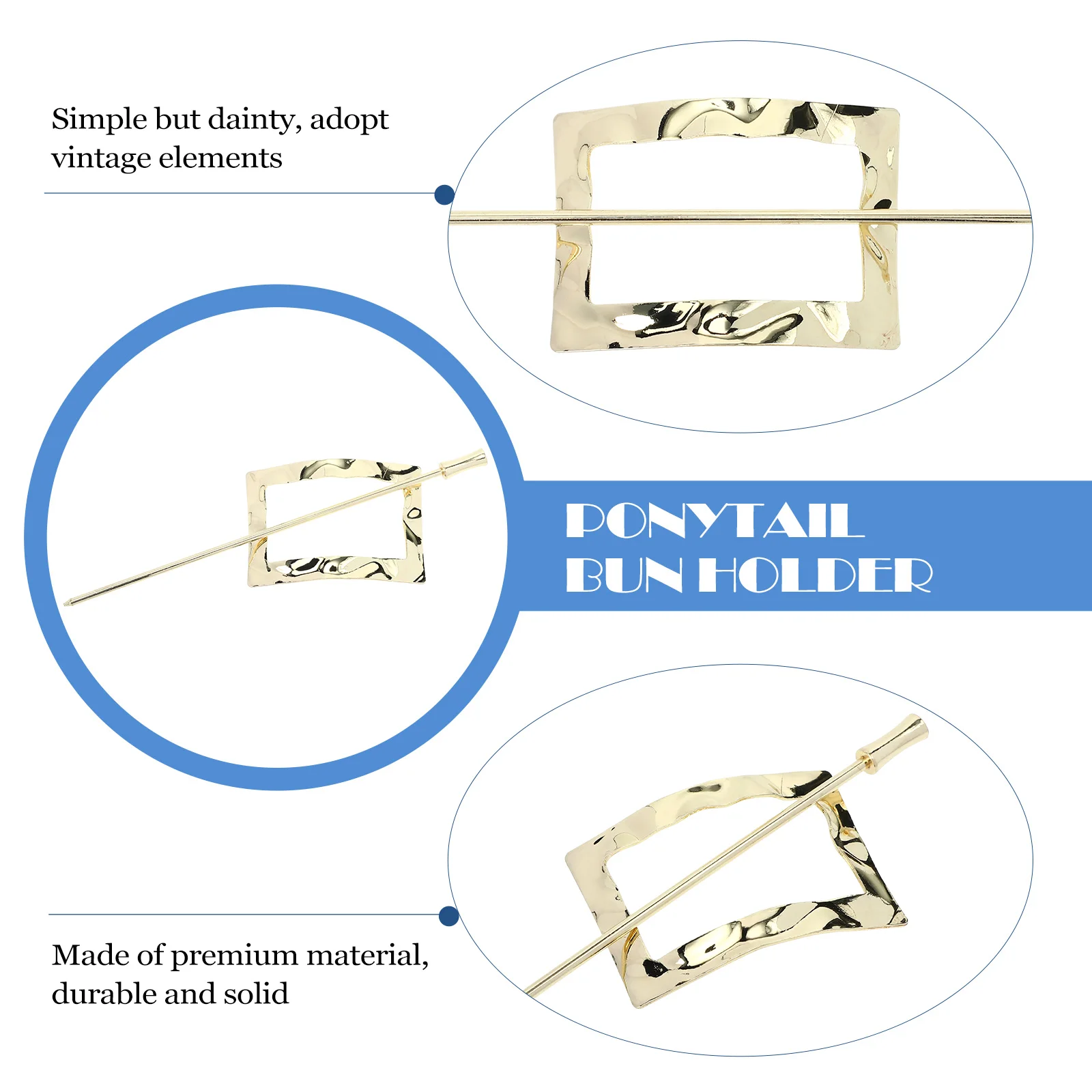 

2pcs Metal Hairpin Ponytail Clips Slide Cuffs Vintage Holder Durable Long Lasting Hair Accessories Medium Thick Long Hair