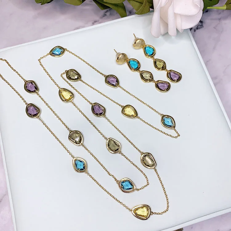

Brass Stuning Colorful Bead sPendant Necklaces Women Jewelry Punk Hiphop Designer Runway Rare Gown Boho Top Japan Korean