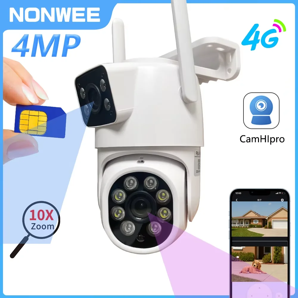 

4MP 4G/WiFi Dual - Lens Outdoor Surveillance Camera by CamHiPro: All - in - One Security for Schools, Farms, Parks & More