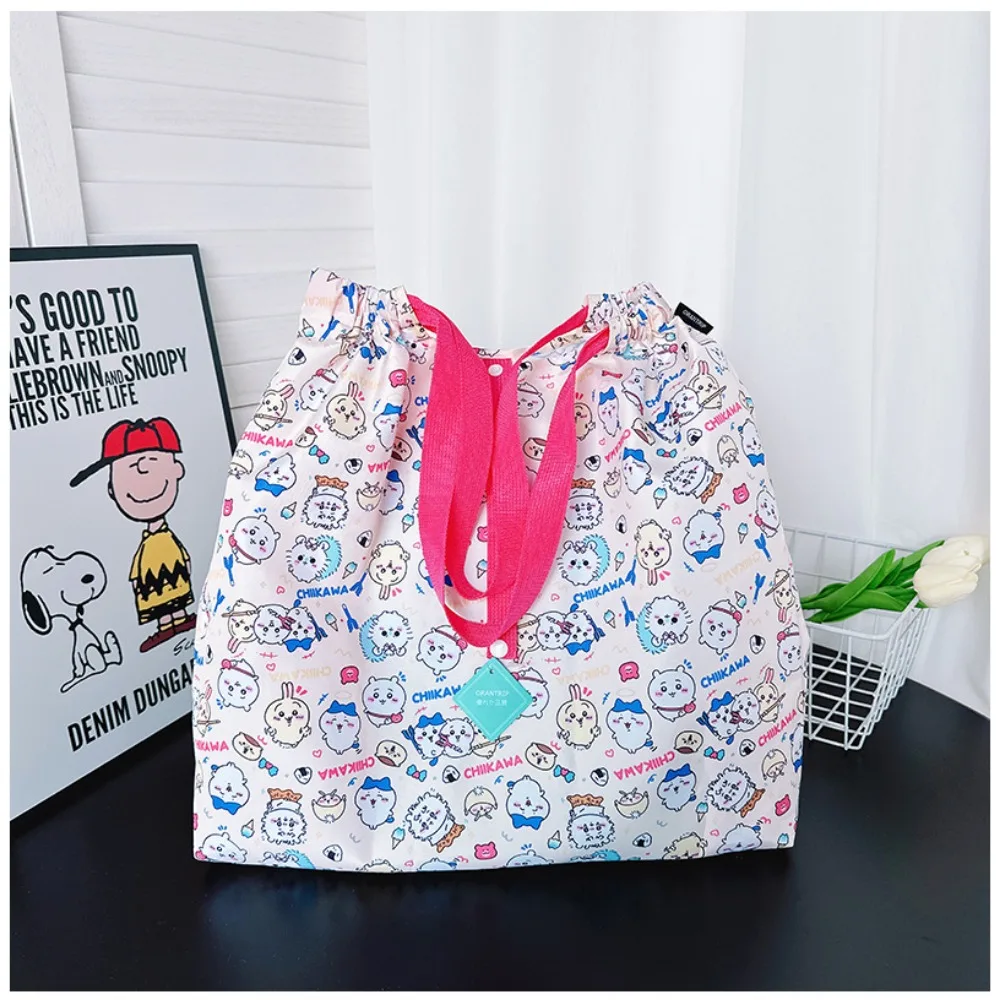 Cute Chiikawa Cartoon Foldable Eco Shopping Bag Lightweight Large Capacity Single Shoulder Bag for Women Outdoor Ravel Use Gift view 2
