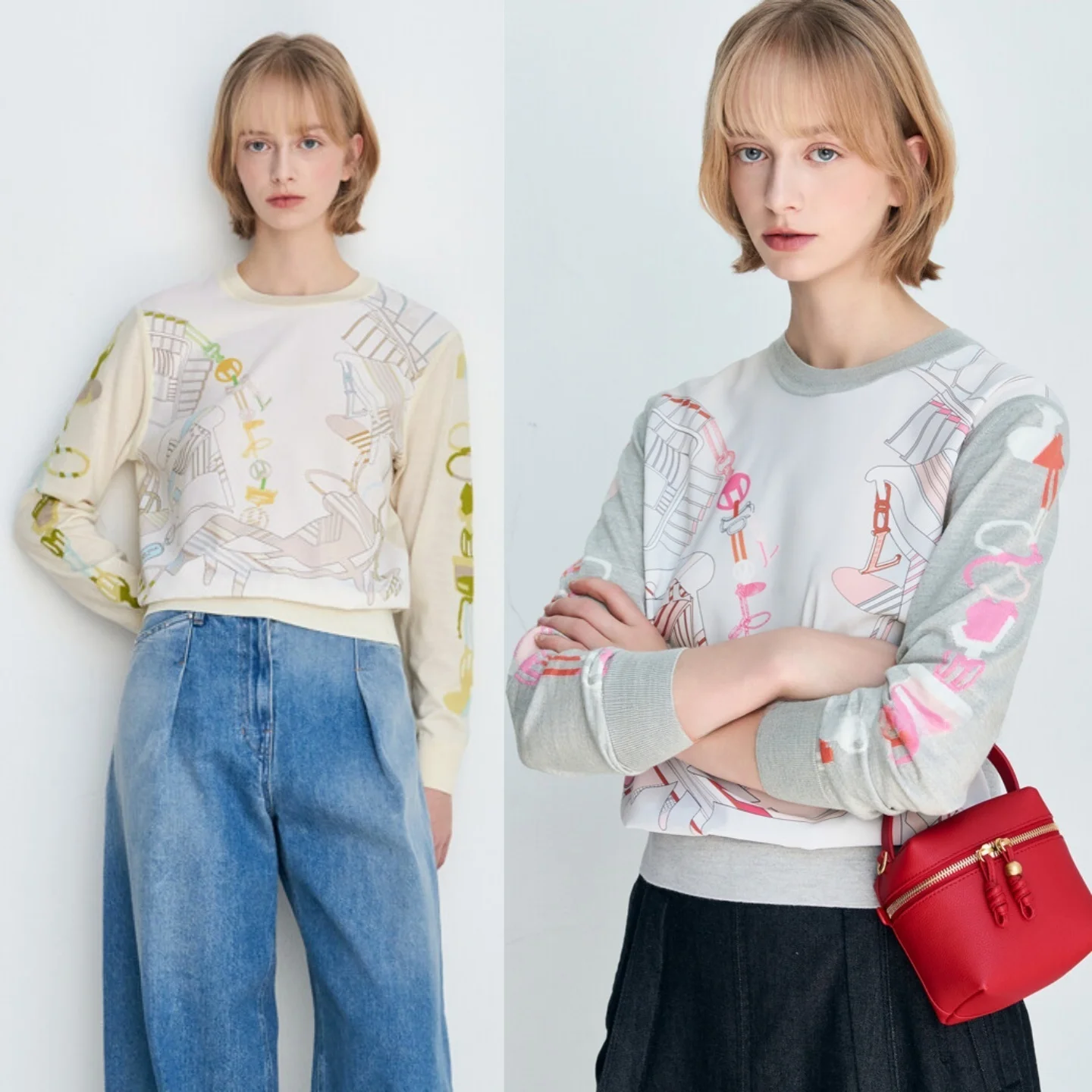 

Early Spring round Ne Splice Print Slimming Commute Sle Korean Faion Top Women's irt Casual Fit Long Sve Blouse