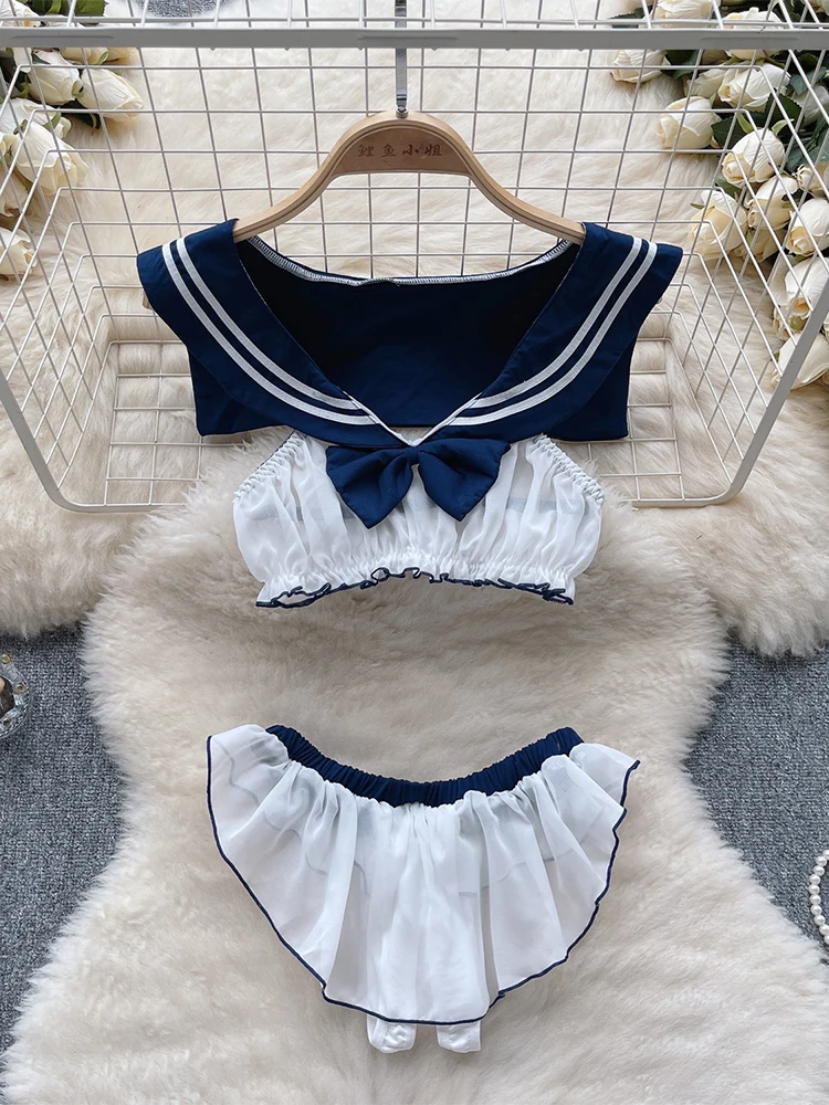 Conjuntos de dos piezas para mujer, Top corto sin mangas con cuello marinero y minipantalones cortos Vintage Y2k, pantalones rosas, conjunto de ropa Vintage de los años 2000