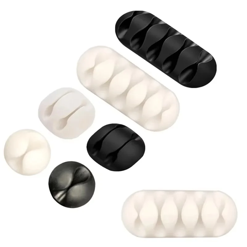 3pcs USB Cable Silicone Organizer Wire Winder Earphone Holder Cord Clip Phone Cables Tie Fixer Wire Management For Office Home
