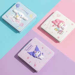 Kawaii Sanrio Cinnamoroll Kuromi My Melody składane lustro Anime przenośne kreskówki 3D wzór Mini makijaż studenckie dziewczyny nowe prezenty