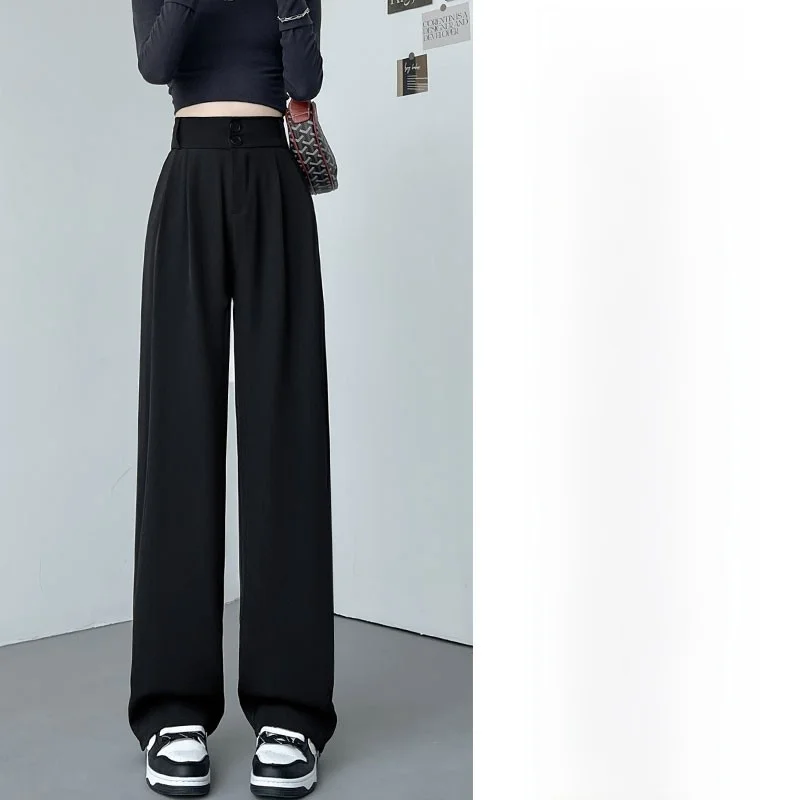 Plones de Traje de Pierna Ancha de Cintura Alta Nes para Mujer, Estilo Nuevo de Primavera y Otoño, Plones Casus...