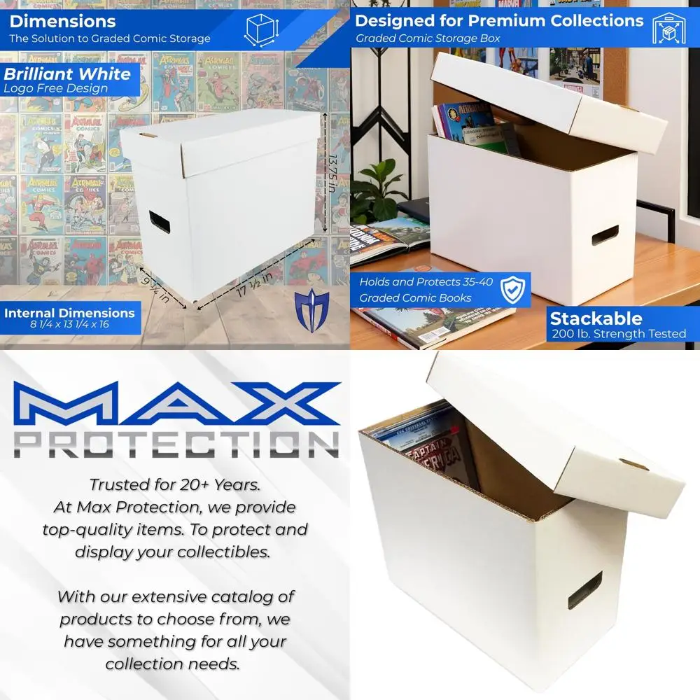 

Набор из 10 прочных коробок для комиксов (на 35-40 оцененных комиксов) — белый картон, выдерживающий нагрузку 200 фунтов, сделано в США