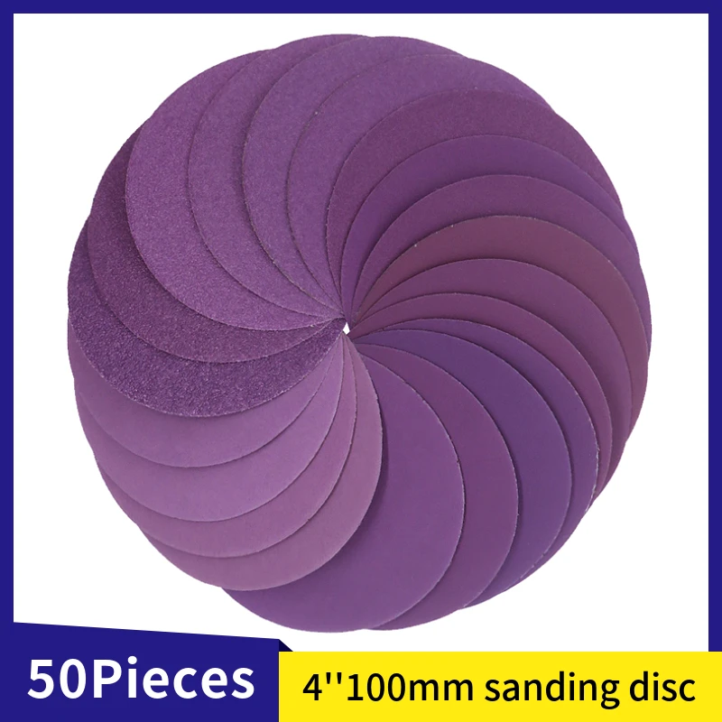 

50Pcs 4 Inch Sanding Disc 60-10000 Grit Hook Loop Sandpaper 100mm Grinding Disc for Sander Grinder Automotive Wood Polishing