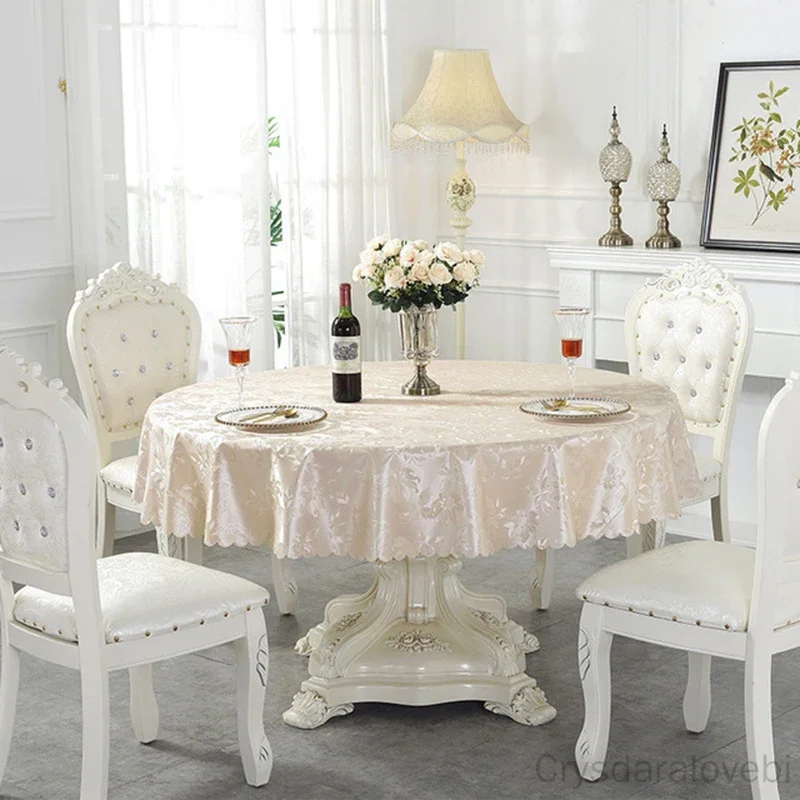 Round Table Cloth Pastoral PVC Plastic Kitchen Tablecloth Waterproof Oilproof Elegant Fabric Table Cover Decoration Home Hotel