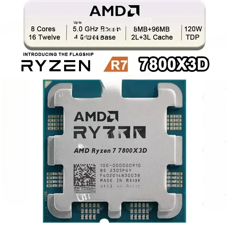 7800X3D R7 7800X3D 5.0 GHz 8-Core 16-Thread CPU Processor 5NM 96M-100000910 Socket AM5 New Tray Without Cooler