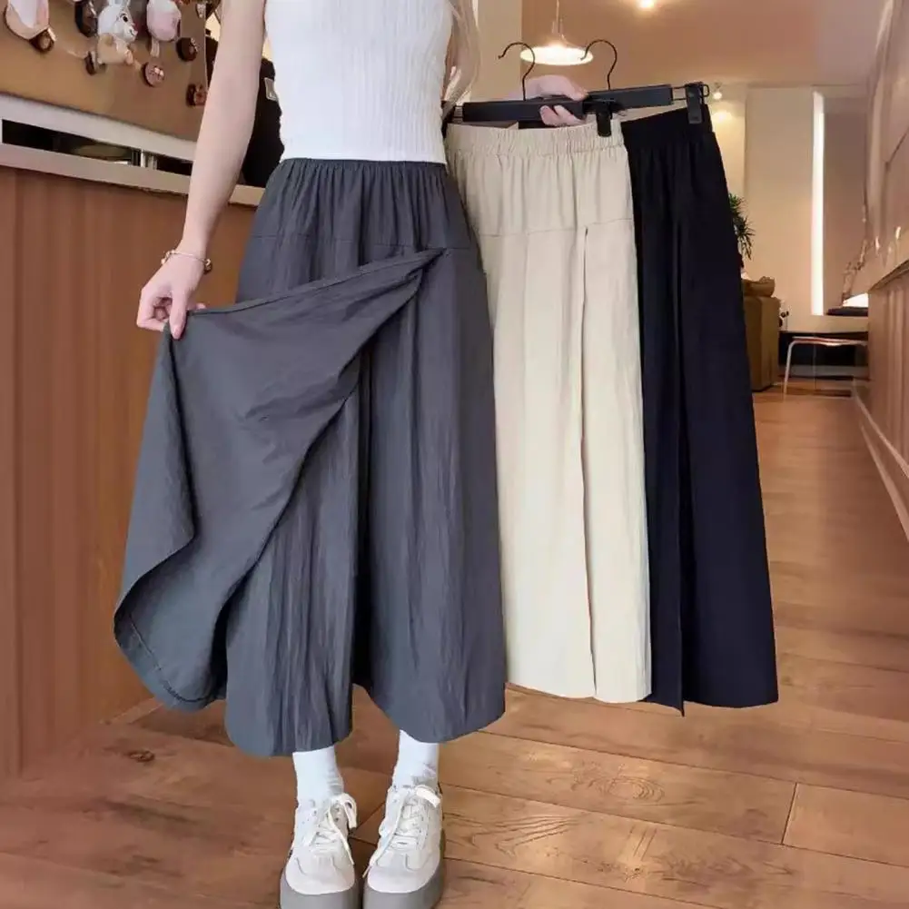 

Women Culottes Stylish Women's Culottes High Waist Wide Leg Pants for Summer Soft Relaxed Fit Elastic Waist Streetwear Skirt