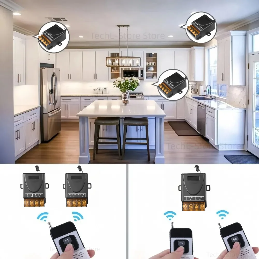 ランプ用ワイヤレスリモコン,RFリレー受信機および送信機,電気機器,オン/オフ,433mhz,範囲1000m,ac,110v,220v,30a