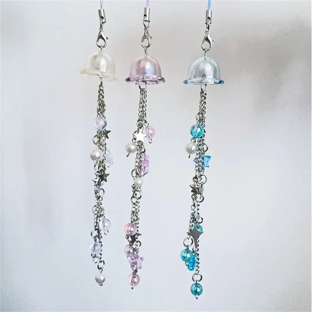 Sea Theme Jellyfish Phone Pendant Phone Charm Ocean Style Beaded Phone Chain Keyring Seashell Y2K Phone Lanyard Keycord