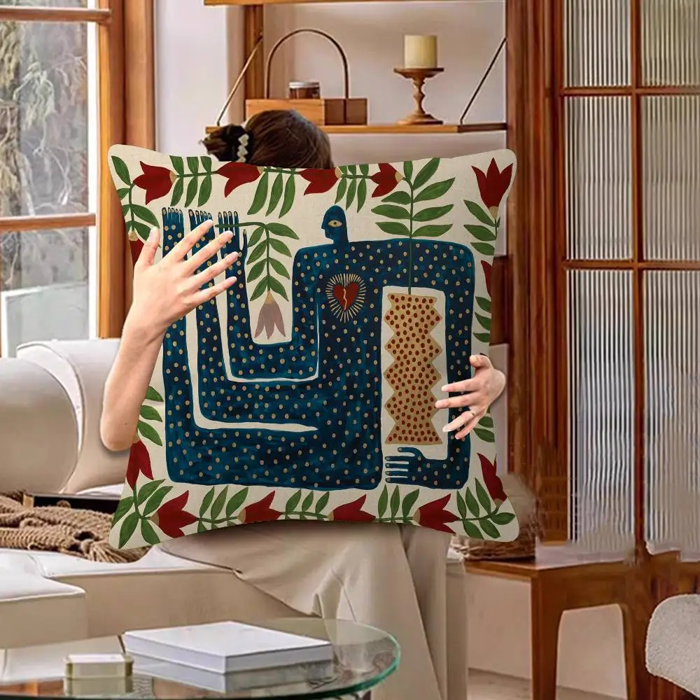 Altes Ägypten, abstrakter, farbenfroher Tiger- und Leoparden-Kissenbezug, Auto-Kissenbezug für Sofa, Auto, Weihnachtsgeschenk, 40 x 40 cm, 45 x 45 cm – Detail 24