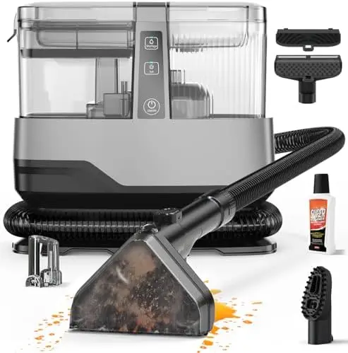 

Portable Carpet Cleaner 20KPa Suction, Deep Clean Pet Stains, Upholstery, Car, Stairs – Dual Brush & Self-Clean