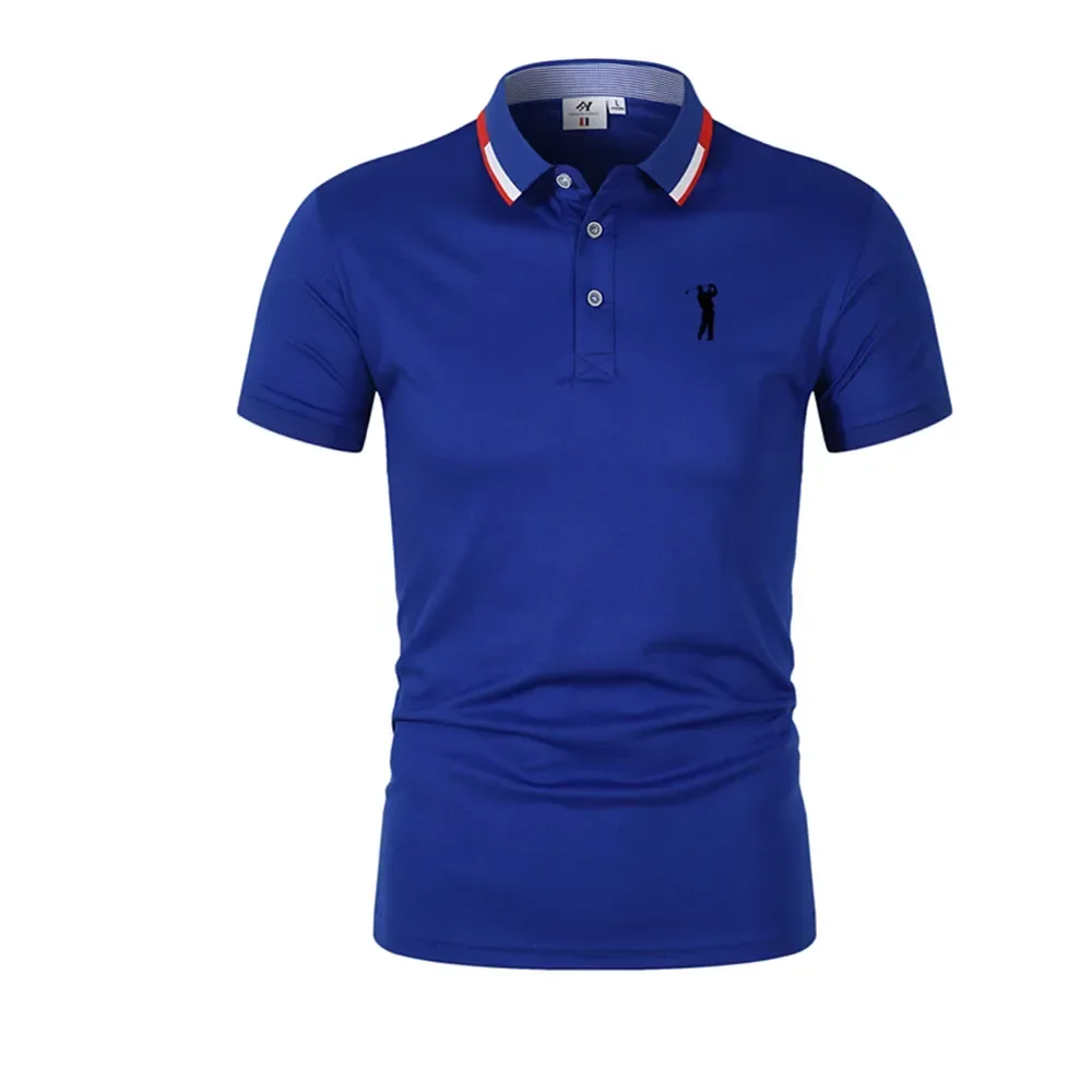 

Golf Short Sleeve Polo T-shirt Office Spring Summer Classic Clothing Lapel Man Button Trim POLO Shirts Business And Leisure Tops