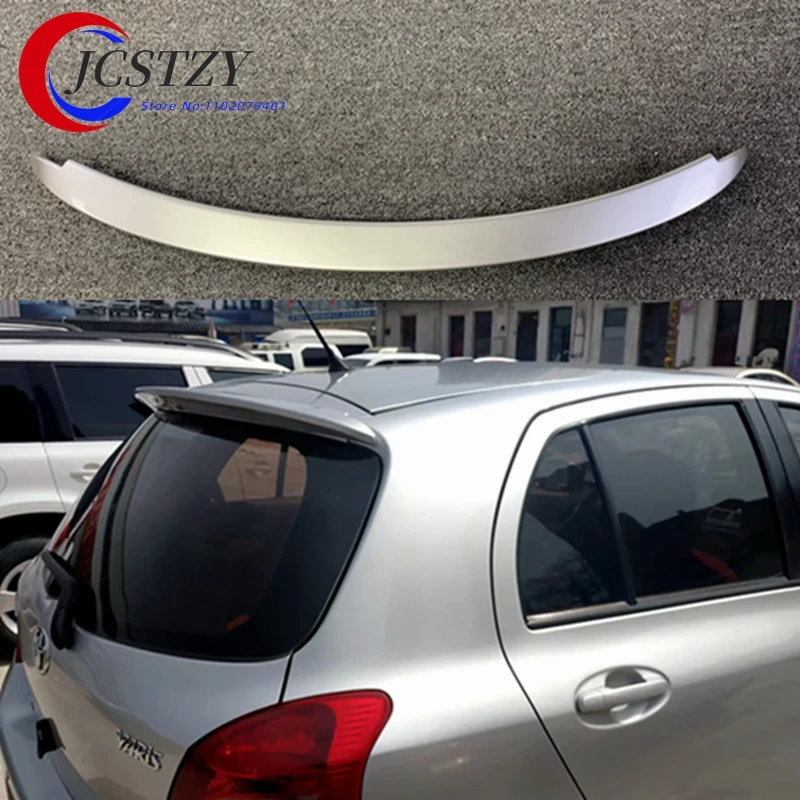 For Yaris Spoiler ABS Material Car Rear Wing Primer Color Rear Spoiler Press the tail For Toyota Yaris Spoiler 2008-2013