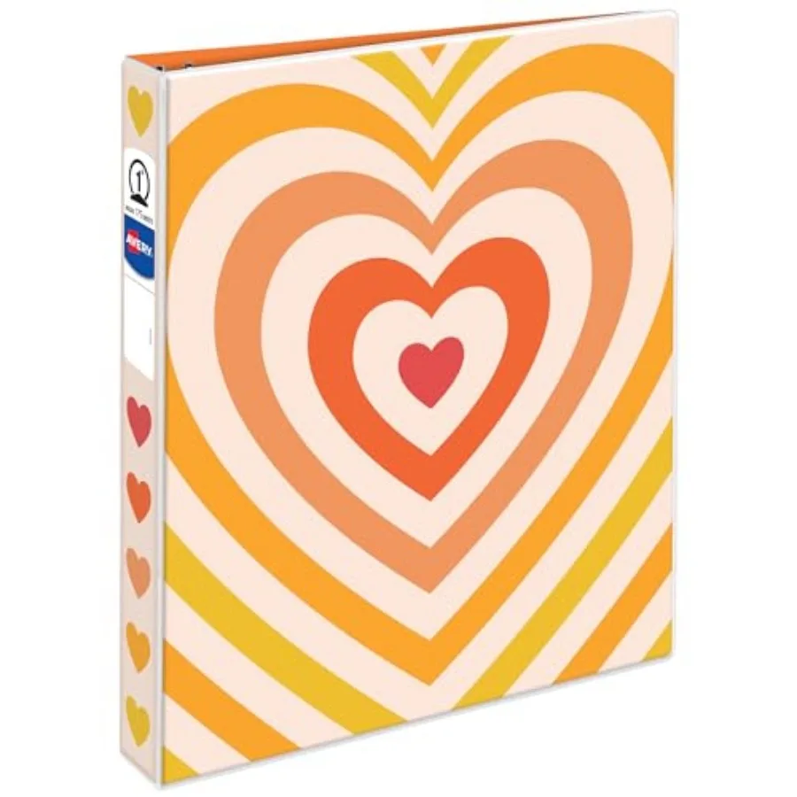 

3 Ring Binder, 1 Inch Round Rings, Retro Collection, Radiant Heart