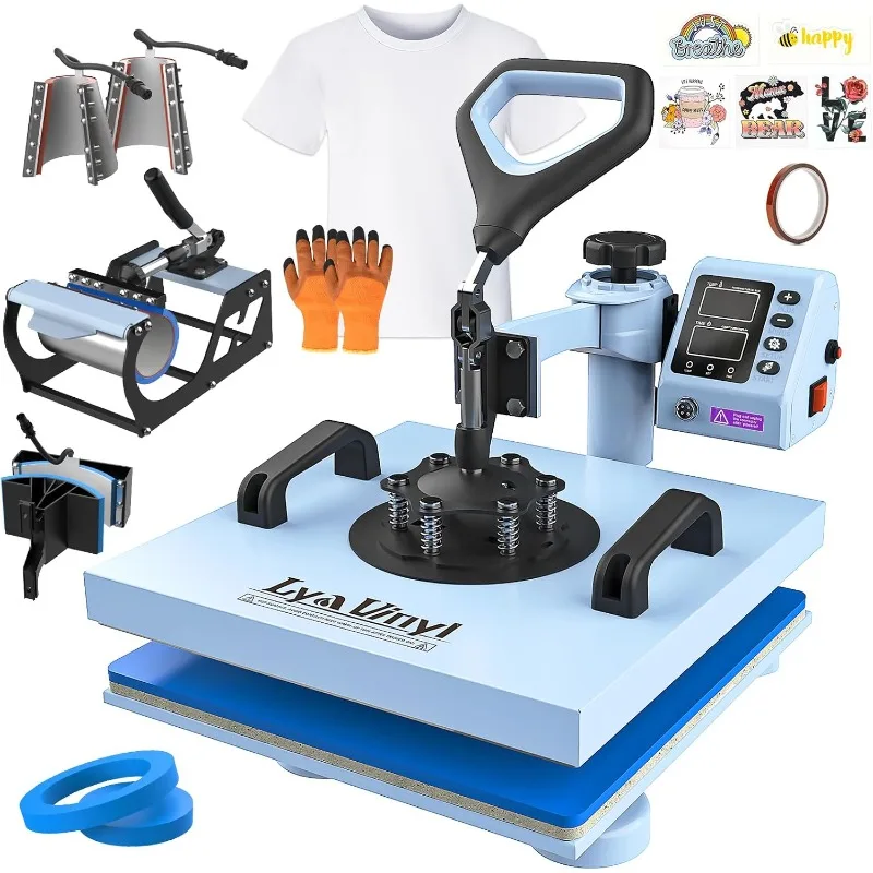 15“x15 Heat Press Machine  7 in 1 Heat Press 360-Degree Swing Away Digital Press Machine Multifunction Sublimation Combo