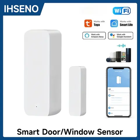 Tuya WiFi Door Sensor Window Sensor Smart Home Wireless Door Detector Door Open / Closed Alarm System for Alexa Google