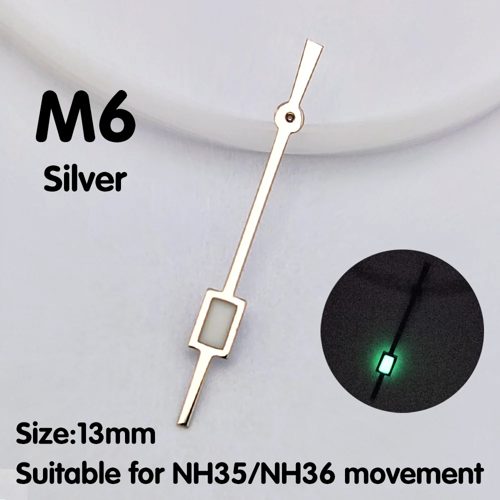 NH35 ساعة يد ثانية من جهة ثانية أجزاء ساعة يد مضيئة باللون الأخضر قطع غيار صغيرة مربعة مستعملة NH35 ساعة يد