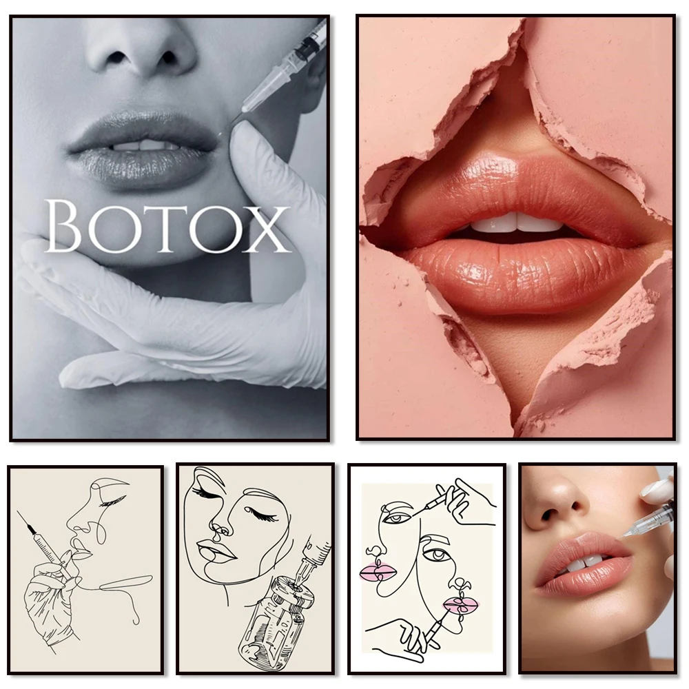 Impresión en lienzo de Rosy Lips |   Arte Estético de Inyección |   Rellenos y Botox |   Póster Decorativo para Interiores de Spa Médico