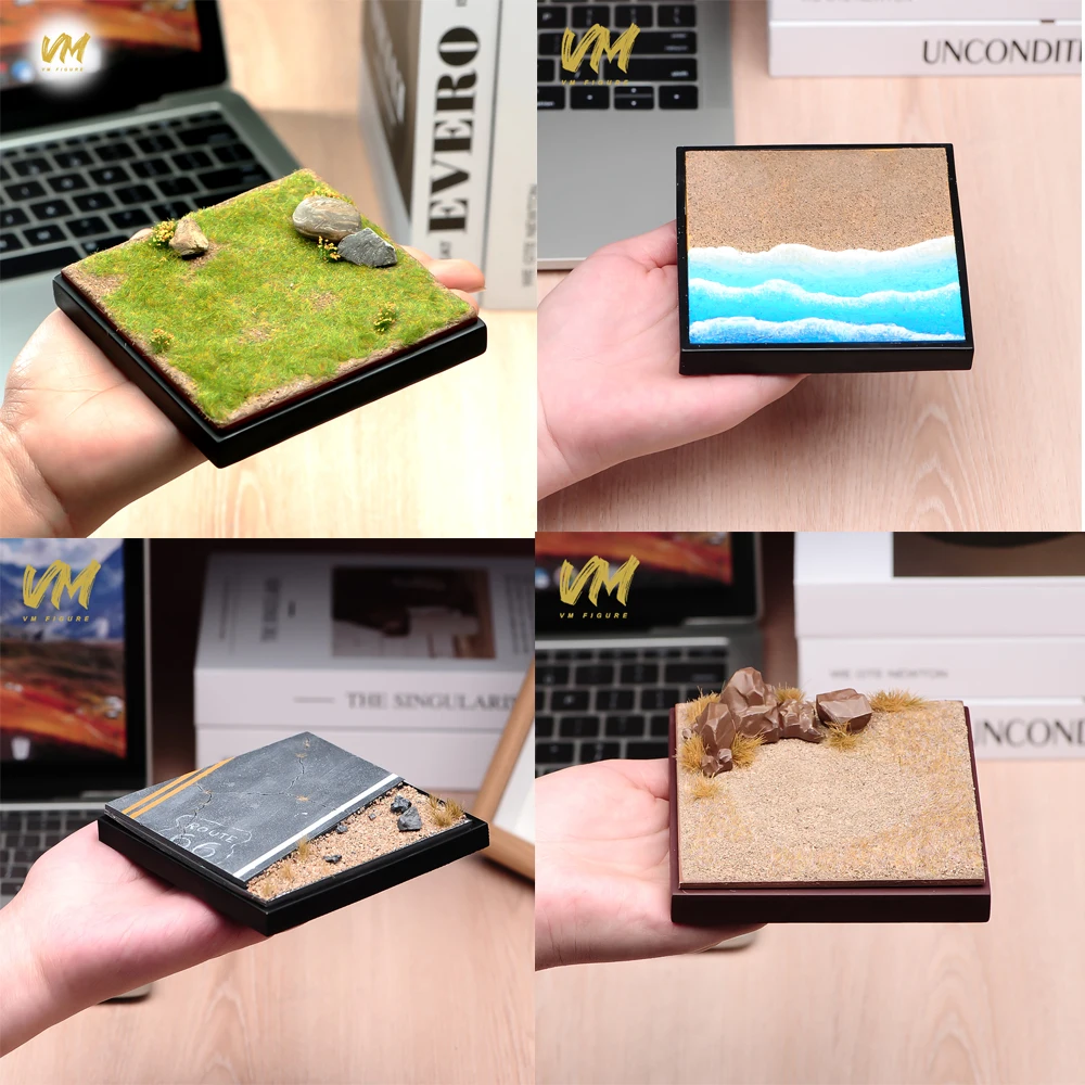 DIY Multifunktionale Handgefertigte Szenenplattform Modell-Diorama-Basis Quadratische Grundfläche für 1:64 1:24 1:43 1:18 Figuren-Präsentation