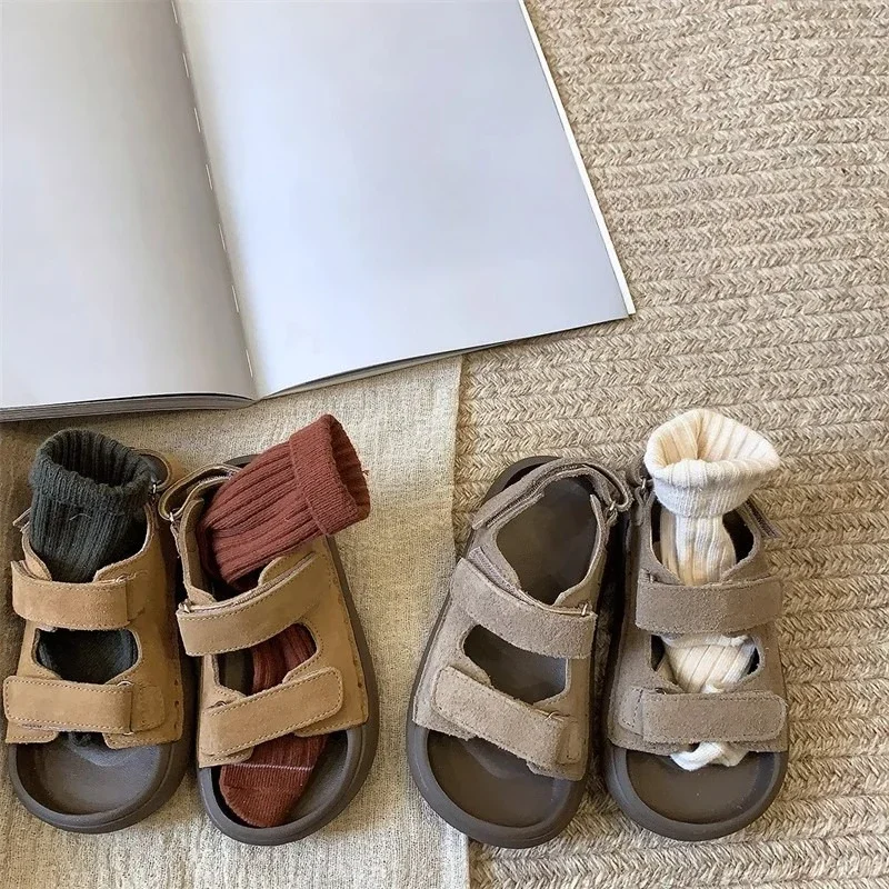 Children's Summer Sandals Fashion New Boys Causal School Sandals Girls Anti-kick Kids Non-slip Beach Shoes Soft Bottom Simple