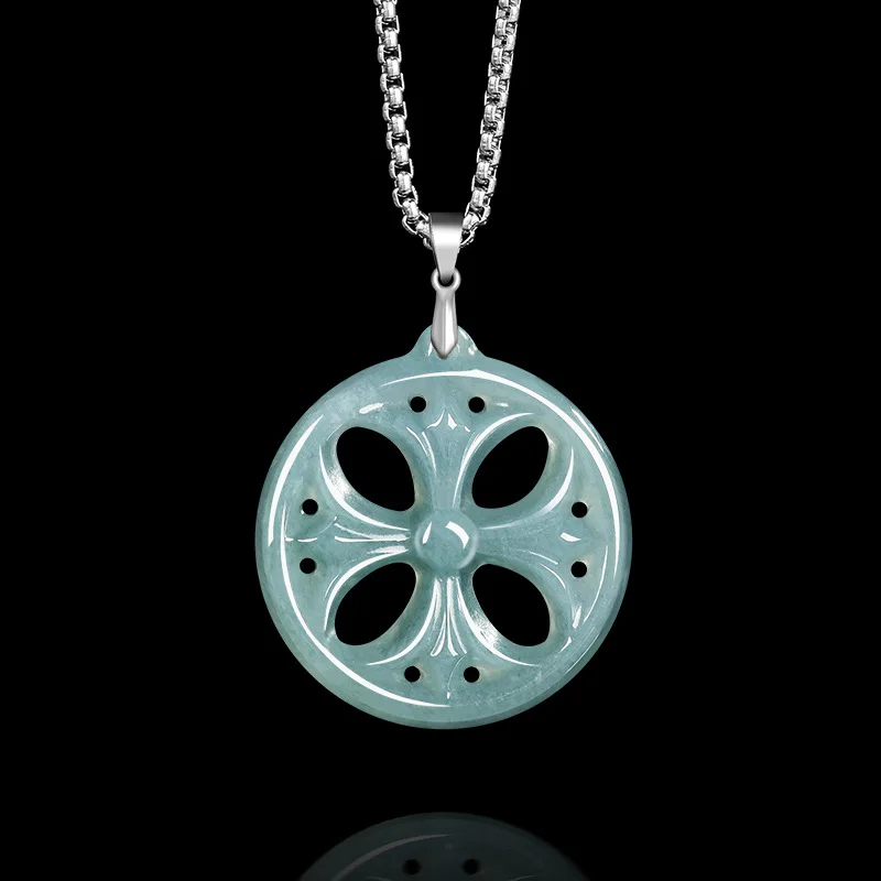 

Authentic Natural A-grade Jade Blue Water Cross Jade Pendant For Men's Charms Women's Gifts Jewelry Drop Shipping