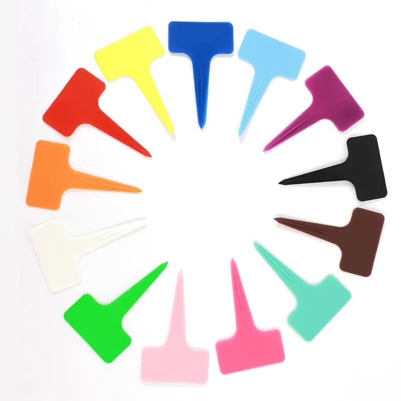 

100 шт. Т-образные пластиковые этикетки для растений, садовые бирки, маркеры для рассады цветов, овощей, трав, водонепроницаемые, многоразовые