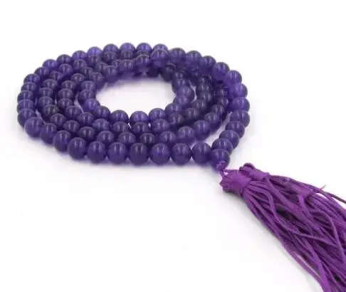 

new 108 Purple Beads Tibet Buddhist Prayer Mala Necklace