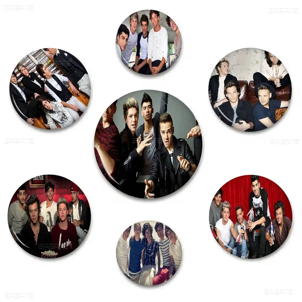 Band O-One D-Directioned Creative Pins Funny Faces Round Snap-in Brooch Badge Backpack Hat Accessories Jewelry Gifts