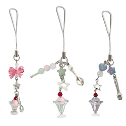 Ice Cream Mobile Pendant Ornament Fun Ice Cream Cellphone Ornament Beaded Pendant for Fashionable Individuals