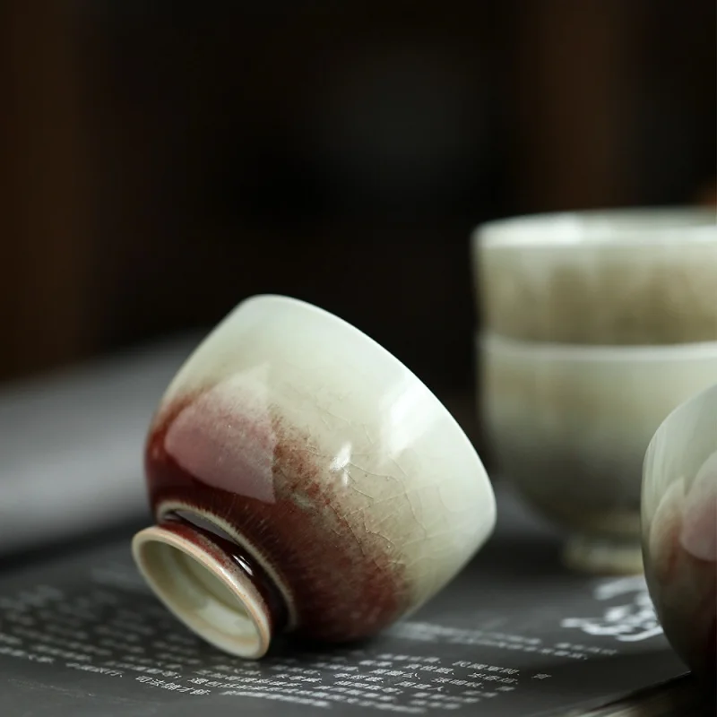 

★Glass Soda Kiln Tea Cup Handmade Master Cup Fragrance-Smelling Cup Retro Ceramic Cup Tea Cup Tea Set Single Cup