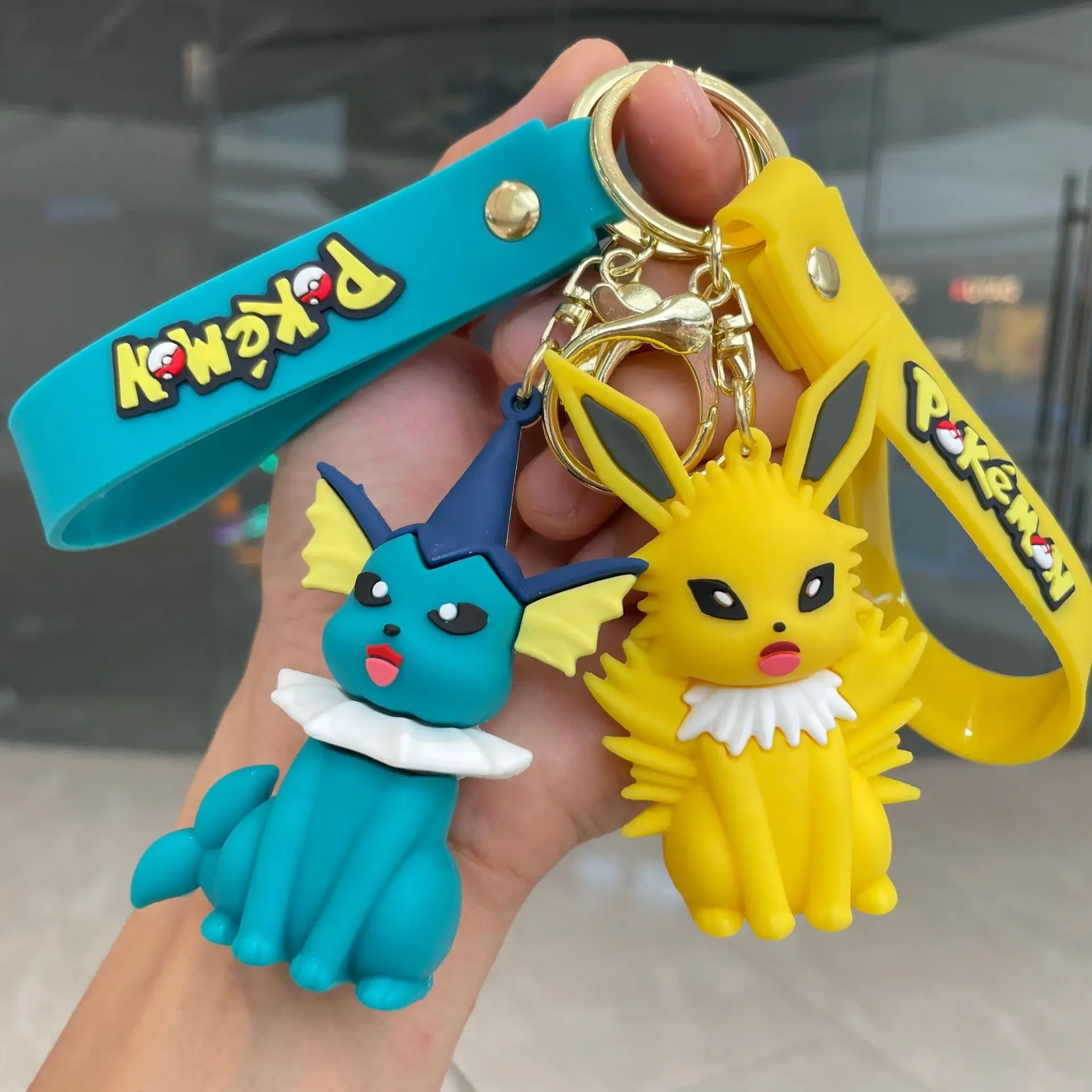 8 estilo pokemon eeveelution chaveiro bonito elfo anime figura mochila encantos decorações de festa modelos boneca crianças brinquedos presentes aniversário