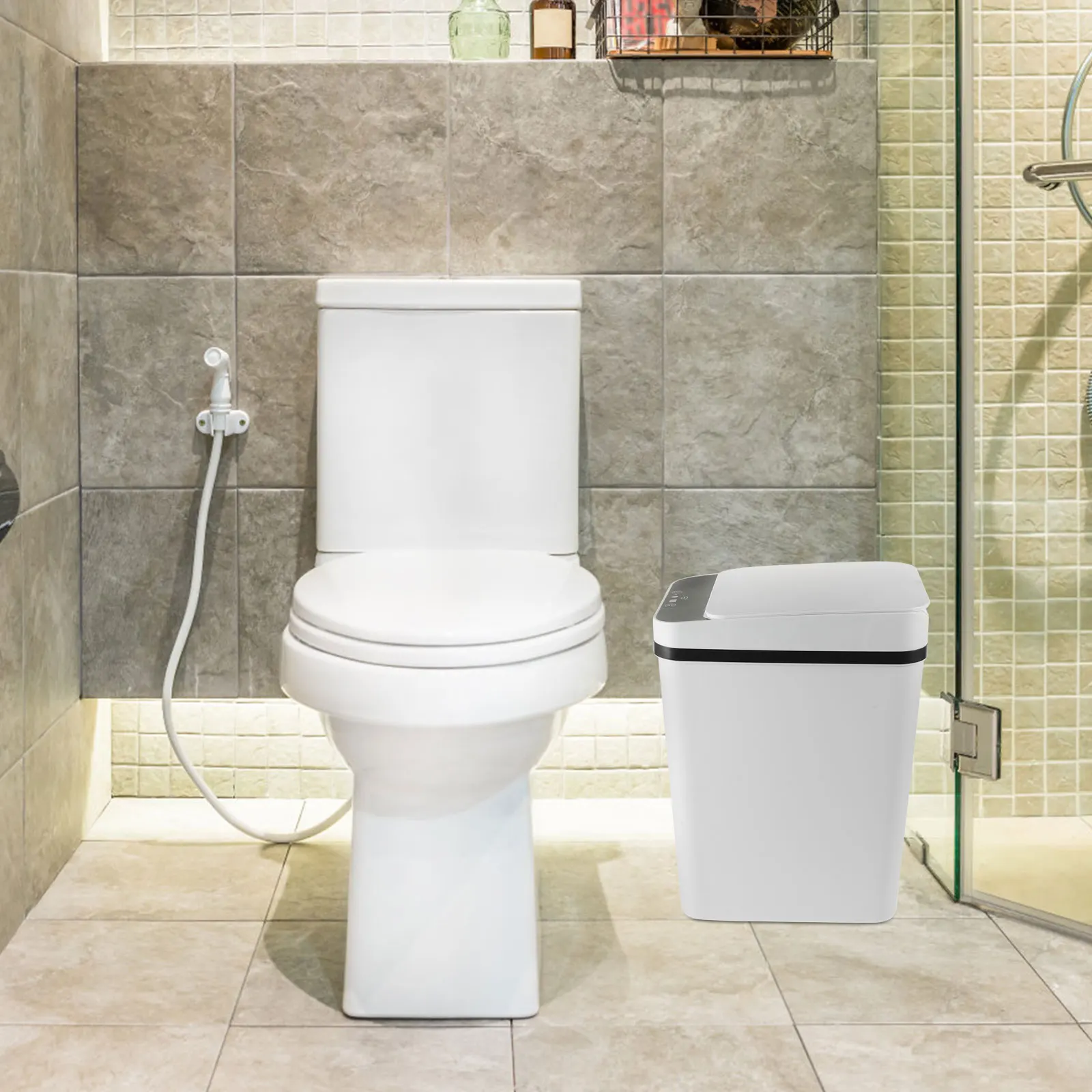 

1pc Automatic Flip Trash Can Infrared Sensor Smart Garbage Bin Odor Blocking Large Capacity For Kitchen Bathroom Bedroom Office