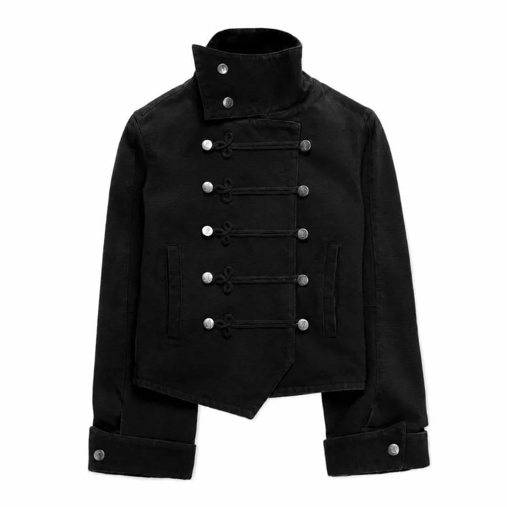 Fashion Napoleon style Short Jacket Turtleneck Slim Fit Court style Coat Multi-layer Fasteners Long sleeve Stand Collar Coat Got